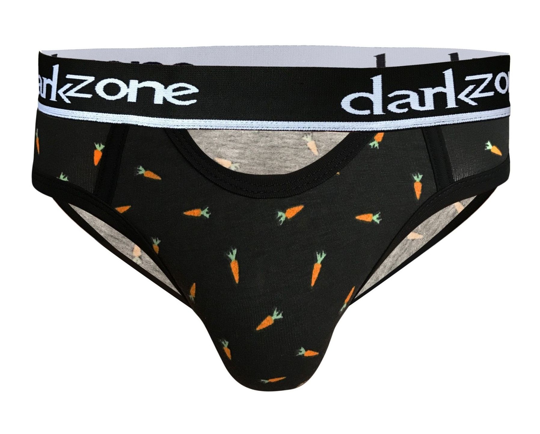 Черные мужские трусы-брифы с вырезом и принтом в виде морковок 1