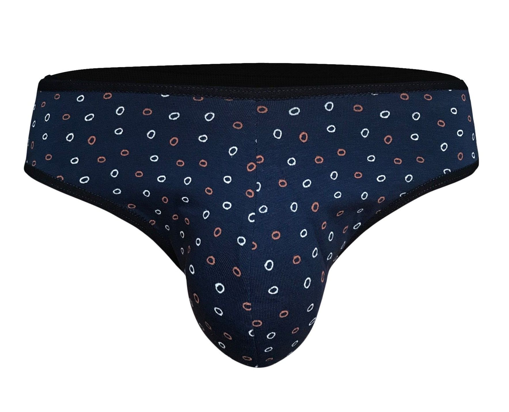 Темно-синие трусы-слипы с принтом в виде колечек 1