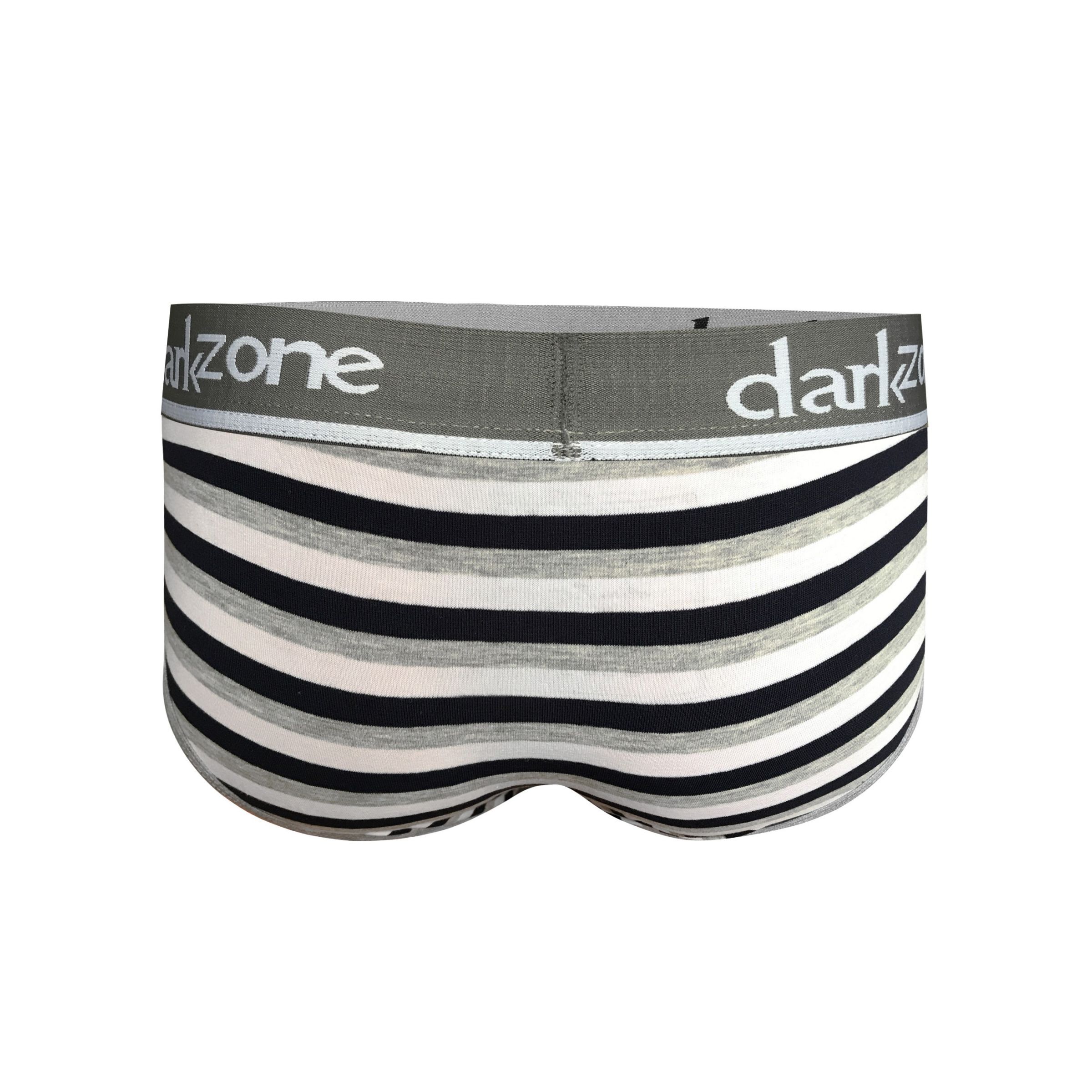 Серые хлопковые трусы-брифы в черно-белую полоску 2
