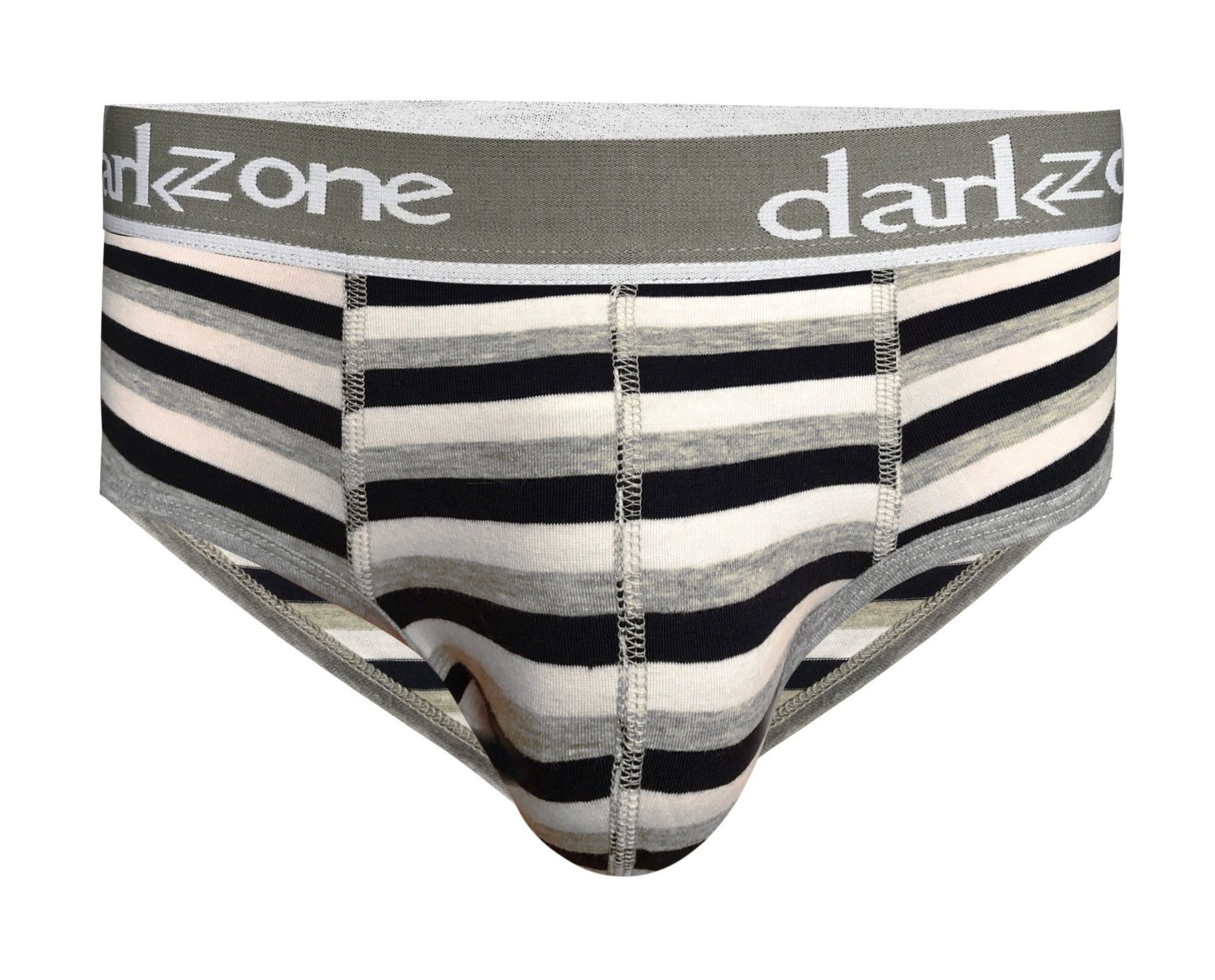 Серые хлопковые трусы-брифы в черно-белую полоску 1