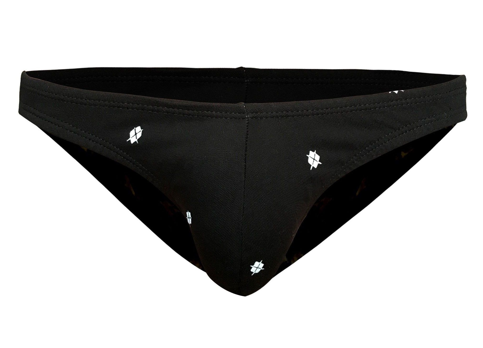 Черные мужские трусы-слипы с ромбовидным принтом 1