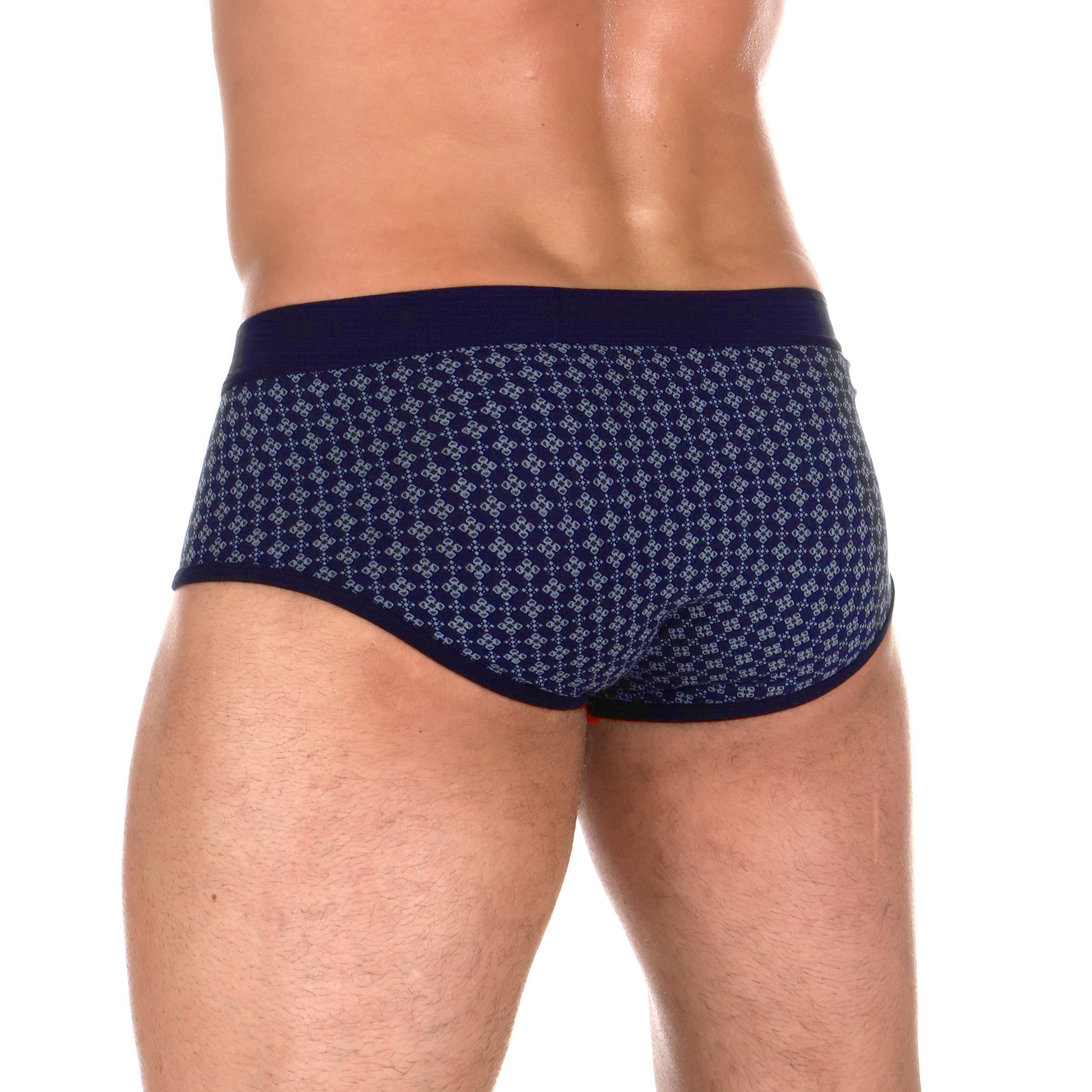 Темно-синие трусы-брифы с геометрическим принтом 2