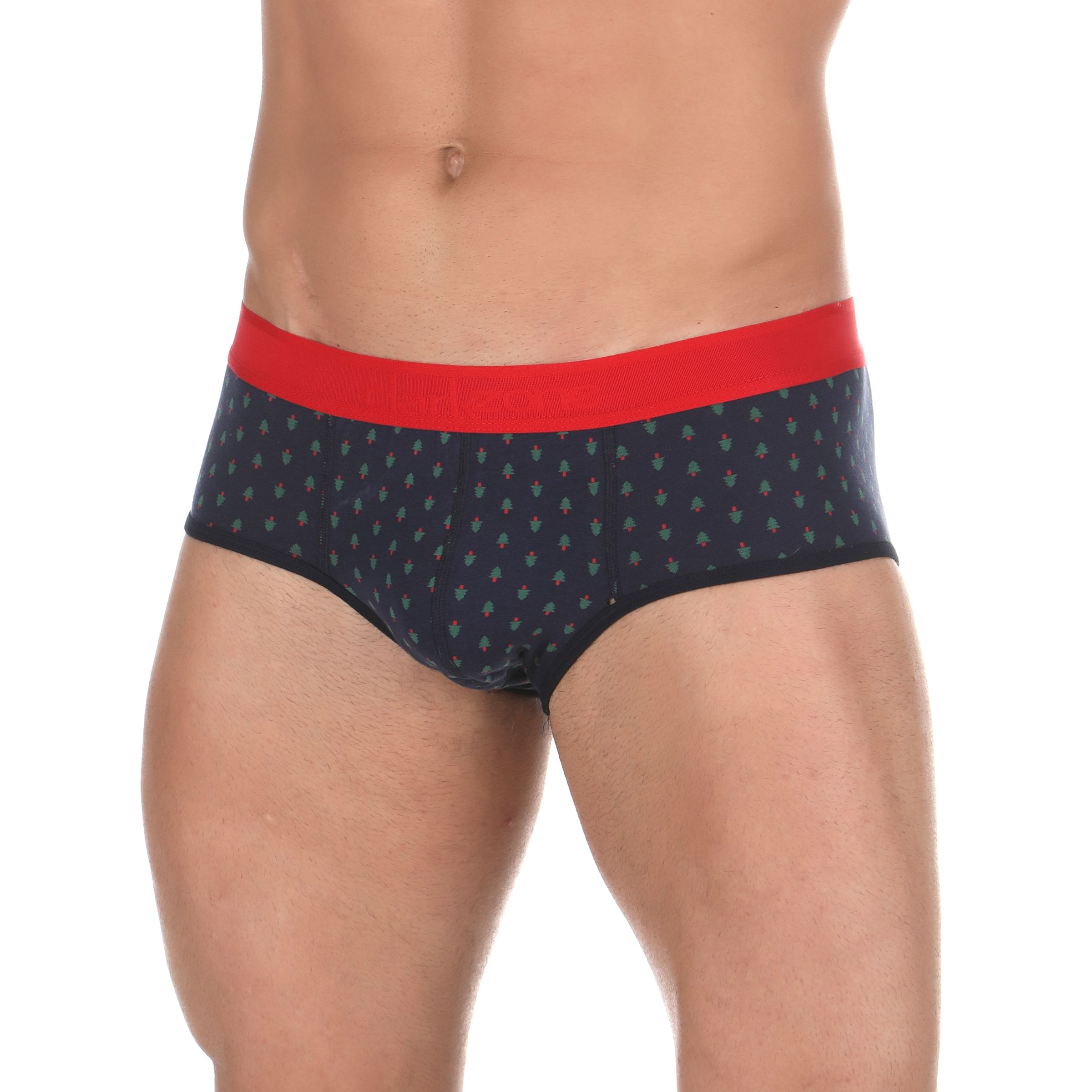 Темно-синие трусы-брифы с принтом в виде ёлочек 1