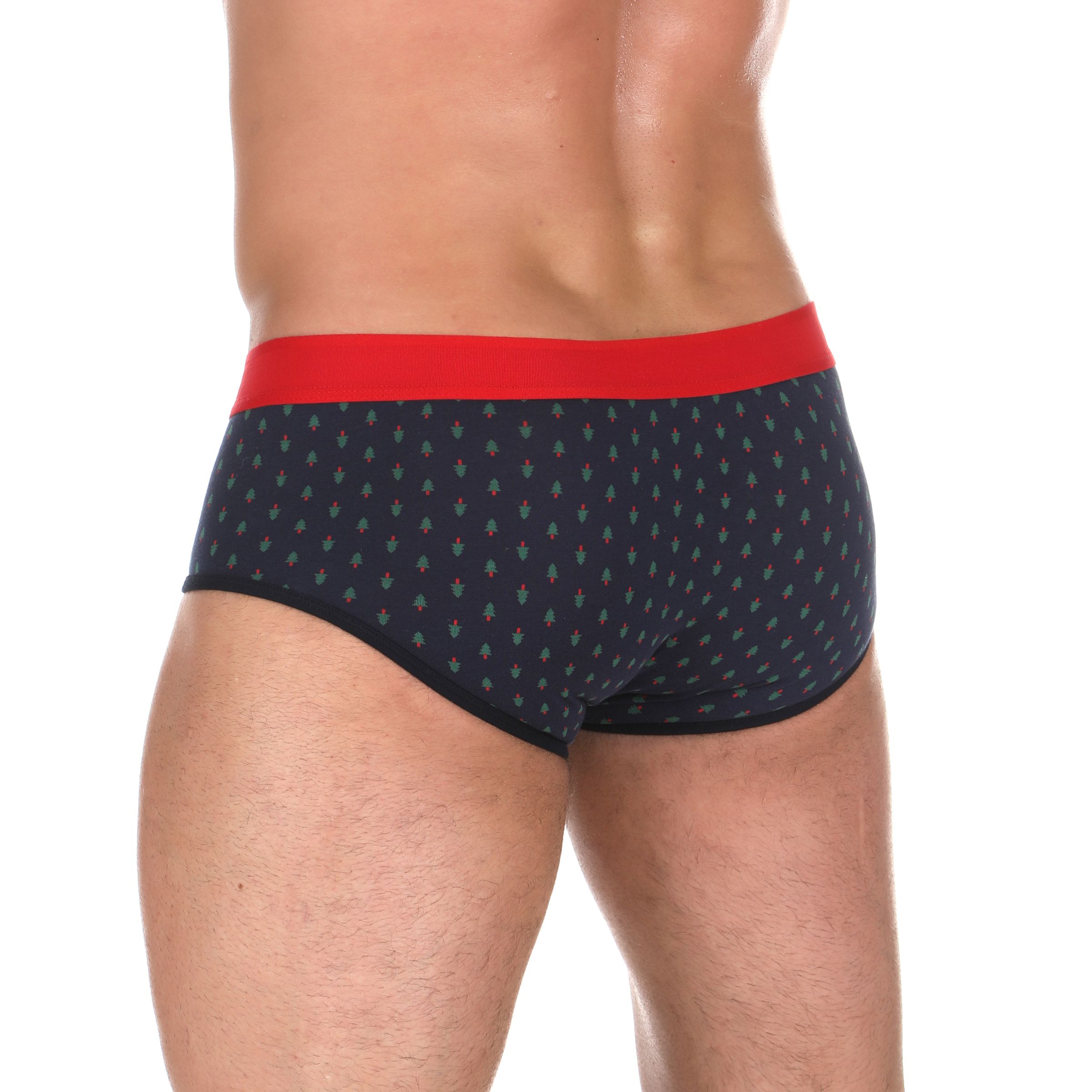 Темно-синие трусы-брифы с принтом в виде ёлочек 2