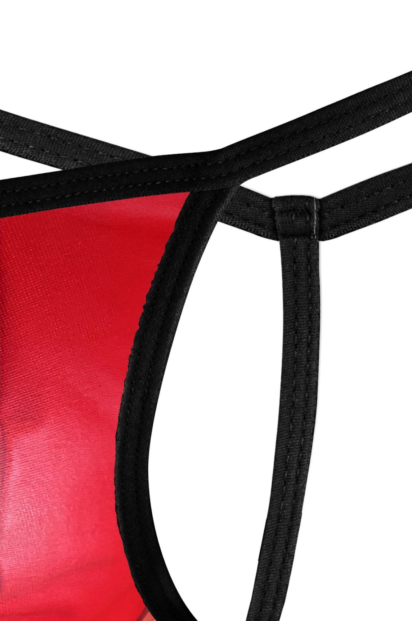 Красные трусы-стринги с черной окантовкой 6