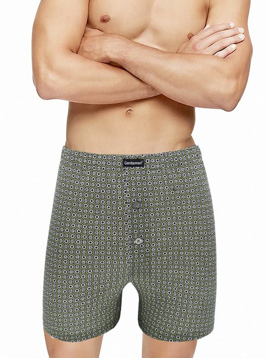 Мужские трусы-боксеры с геометрическим принтом и пуговками 1