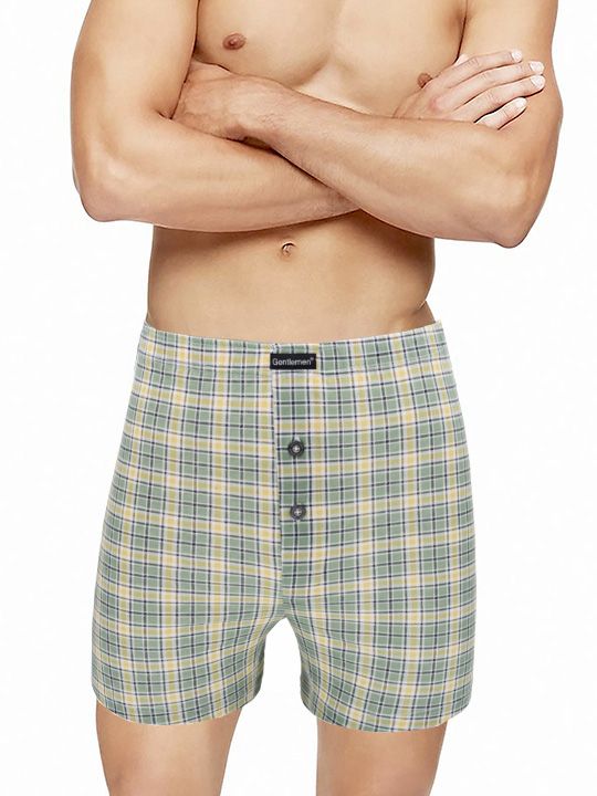 Хлопковые клетчатые трусы-боксеры с пуговками 1