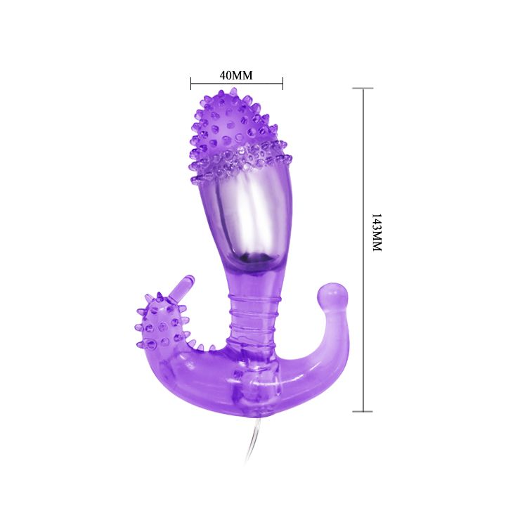 Фиолетовый вибростимулятор с шипами на головке - 14,3 см. 4