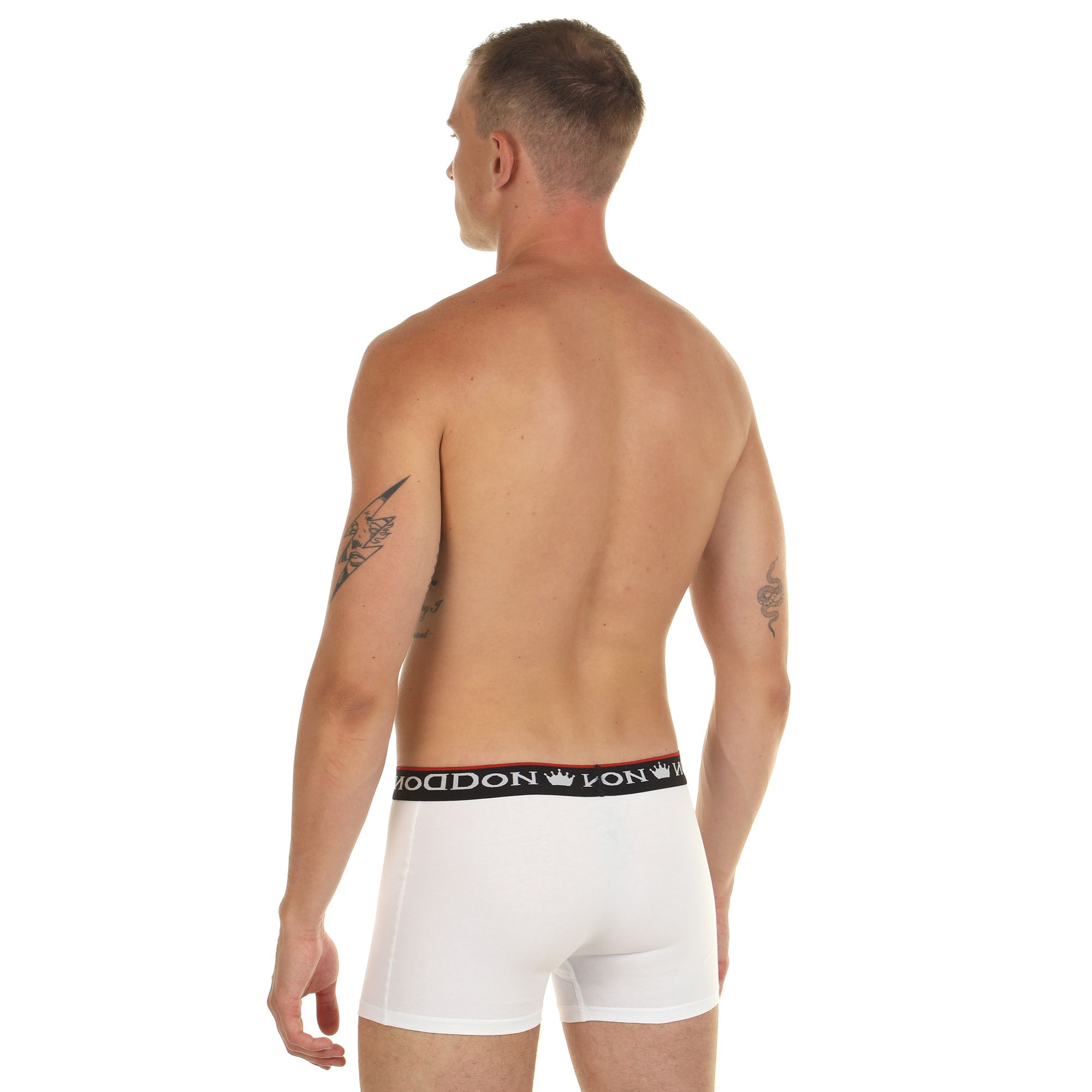 Белые мужские трусы-боксеры с пришивной брендированной резинкой 3