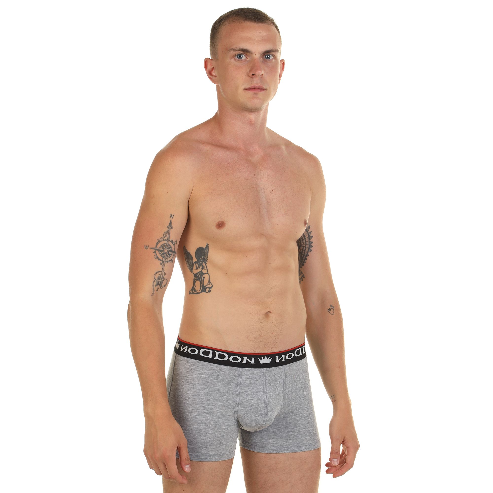 Серые мужские трусы-боксеры с пришивной брендированной резинкой 2