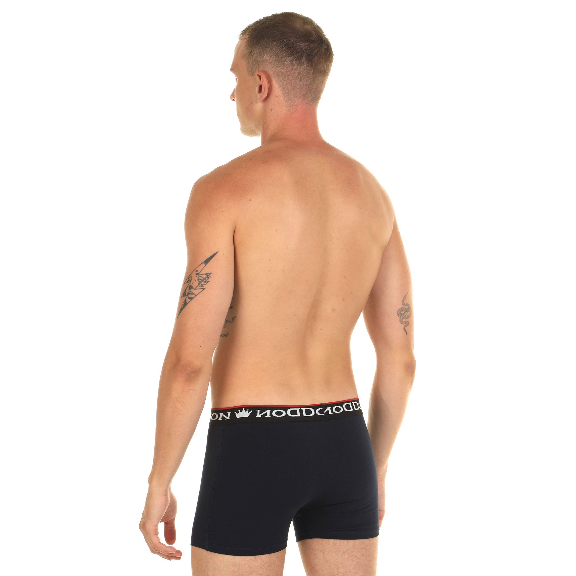 Темно-синие мужские трусы-боксеры с пришивной брендированной резинкой 3