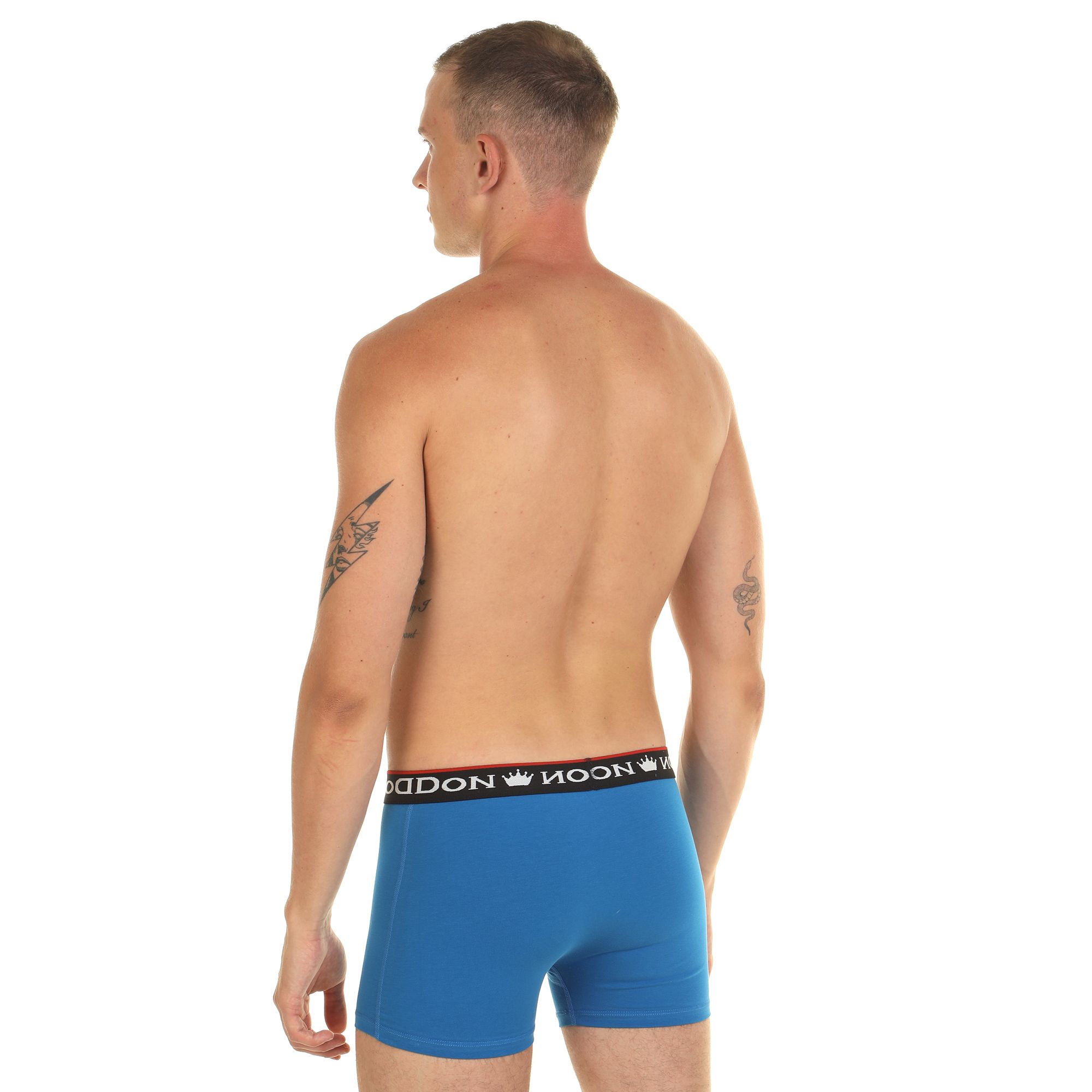 Синие мужские трусы-боксеры с пришивной брендированной резинкой 3