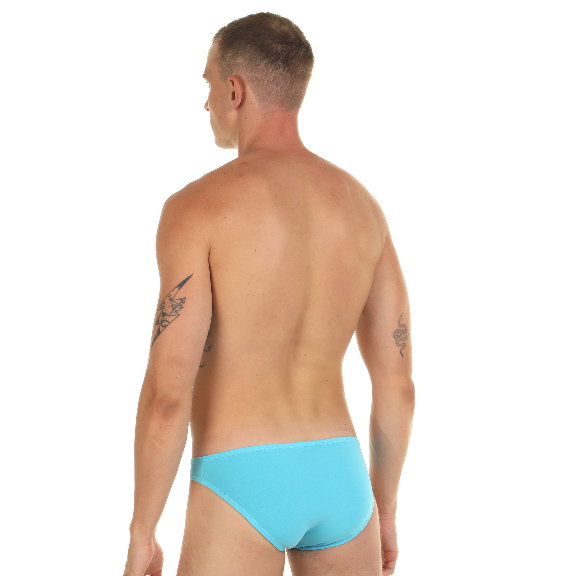 Бирюзовые мужские трусы-слипы с низкой посадкой 3