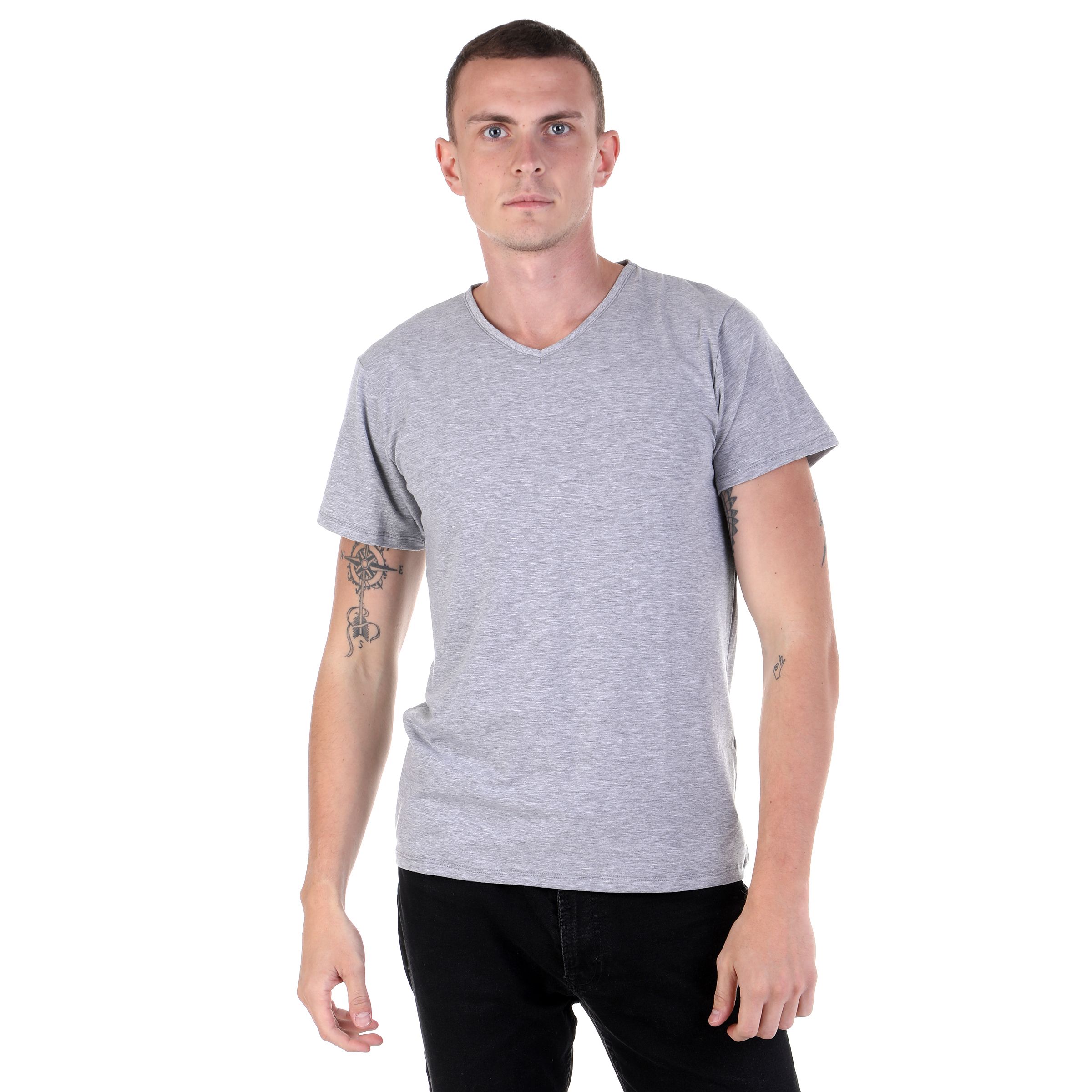 Мужская хлопковая футболка с V-образным вырезом 1