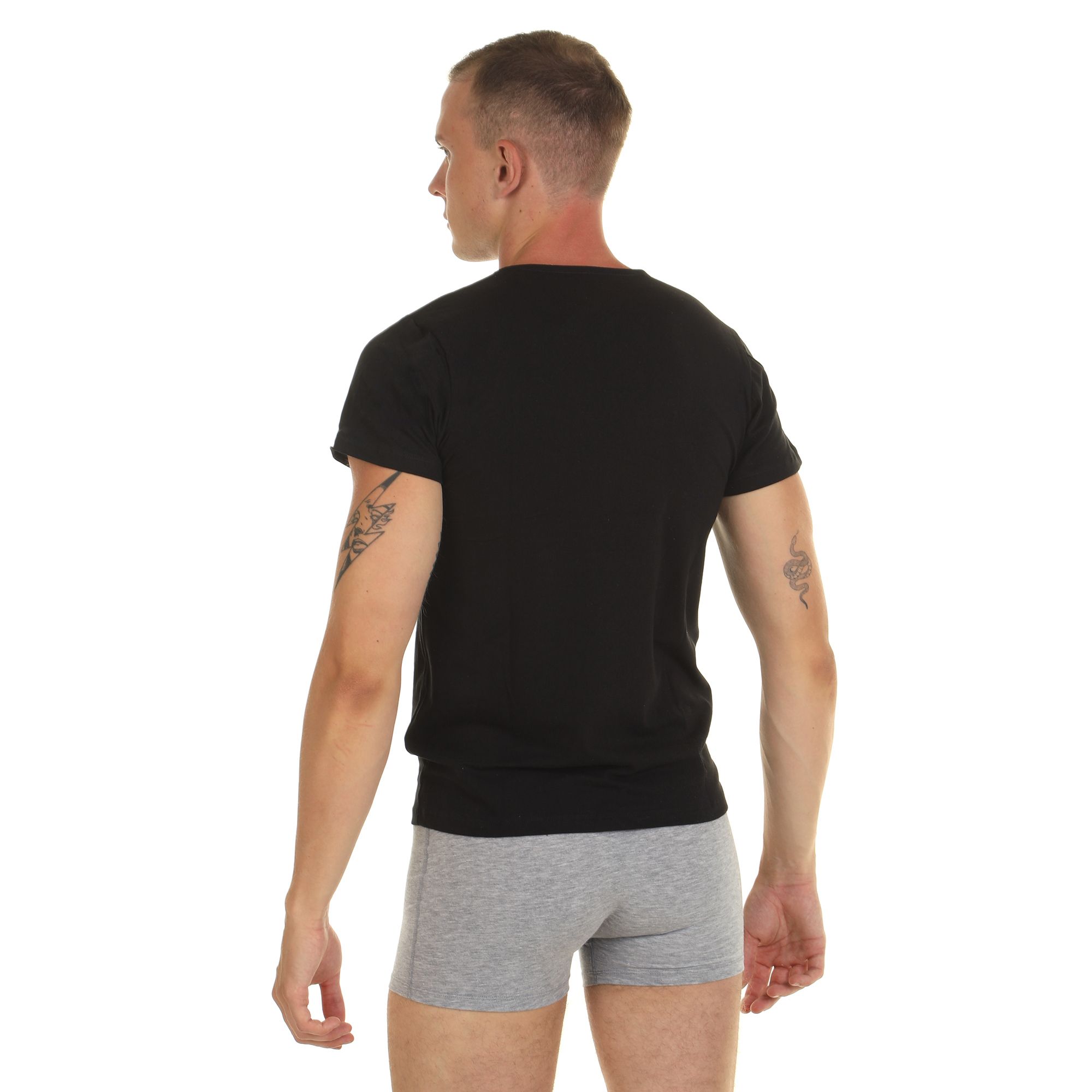 Мужская хлопковая футболка с V-образным вырезом 5