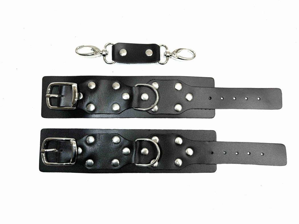 Коричневые кожаные наручники Sex Game 2