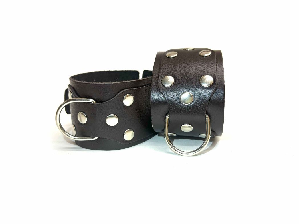 Коричневые кожаные наручники Sex Game 6