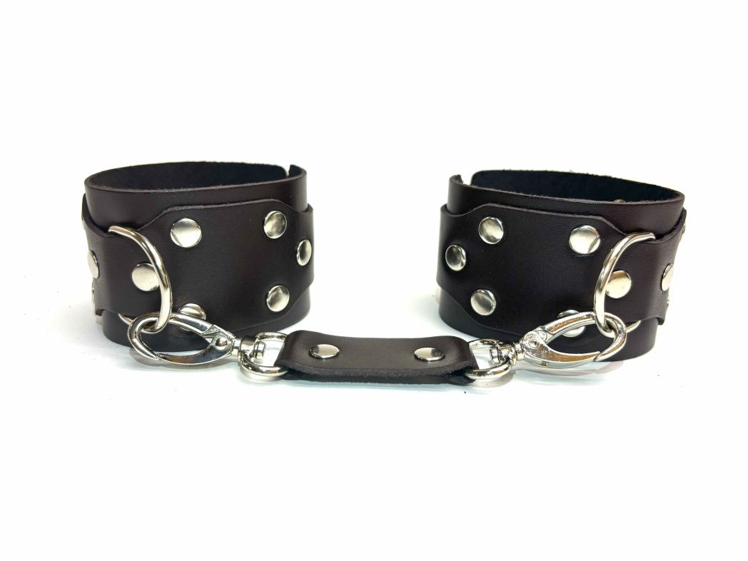 Коричневые кожаные наручники Sex Game 1