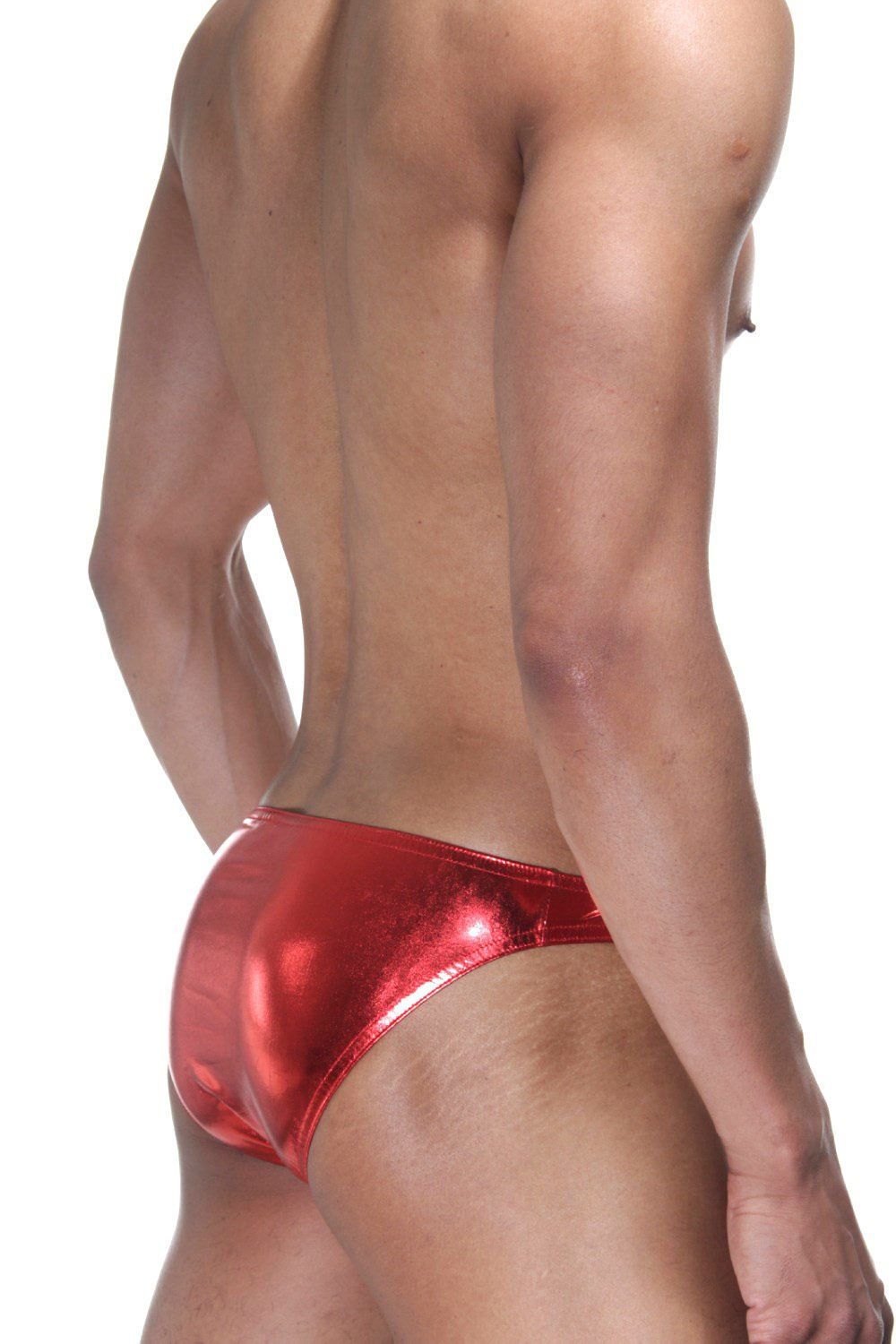 Красные блестящие мужские трусы-слипы 2