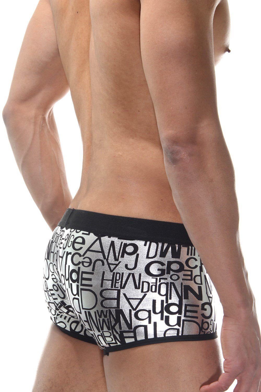 Мужские серебристые трусы-боксеры с принтом 2