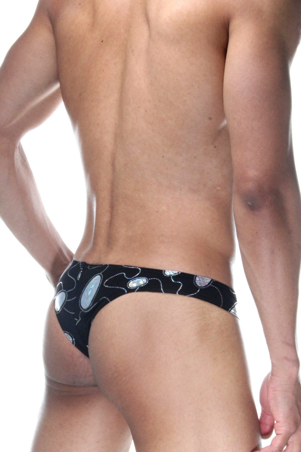 Черные мужские трусы-бразилиана с голографическими элементами 2