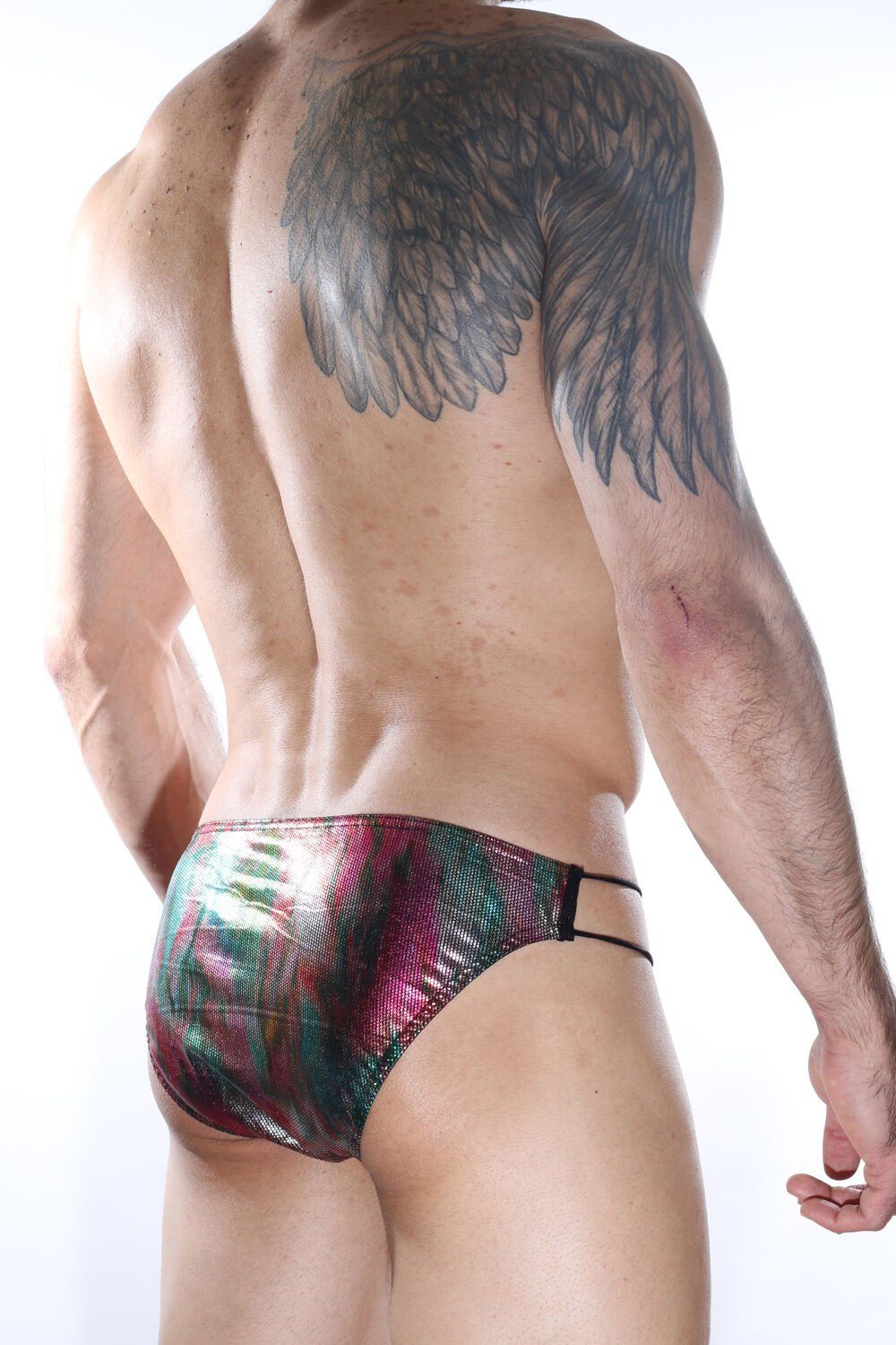 Мужские разноцветные трусы-слипы с нитяным бочком 2