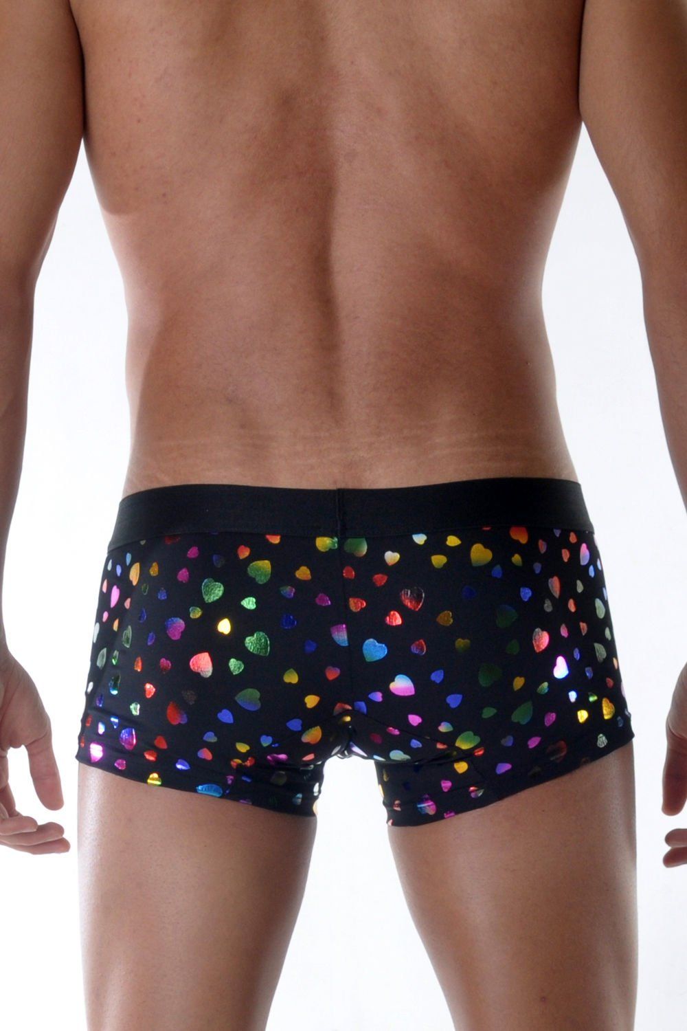 Мужские трусы-боксеры с разноцветными блестящими сердцами 2