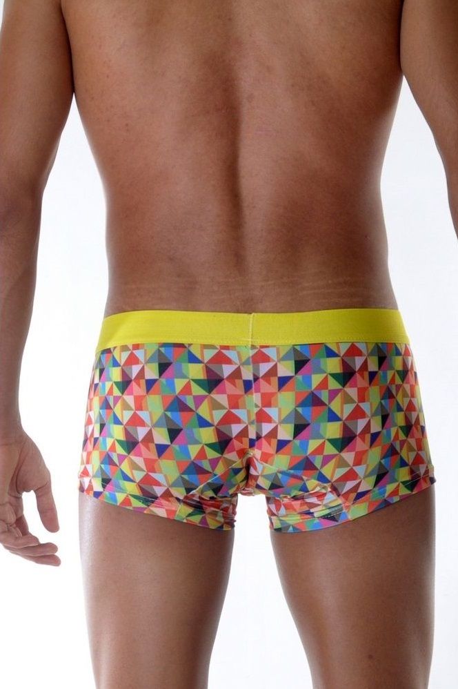Яркие трусы-боксеры с геометрическим принтом и цветной резинкой 2