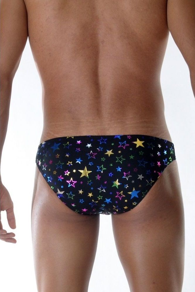Сексуальные мужские трусы-слипы с разноцветными звездами 2