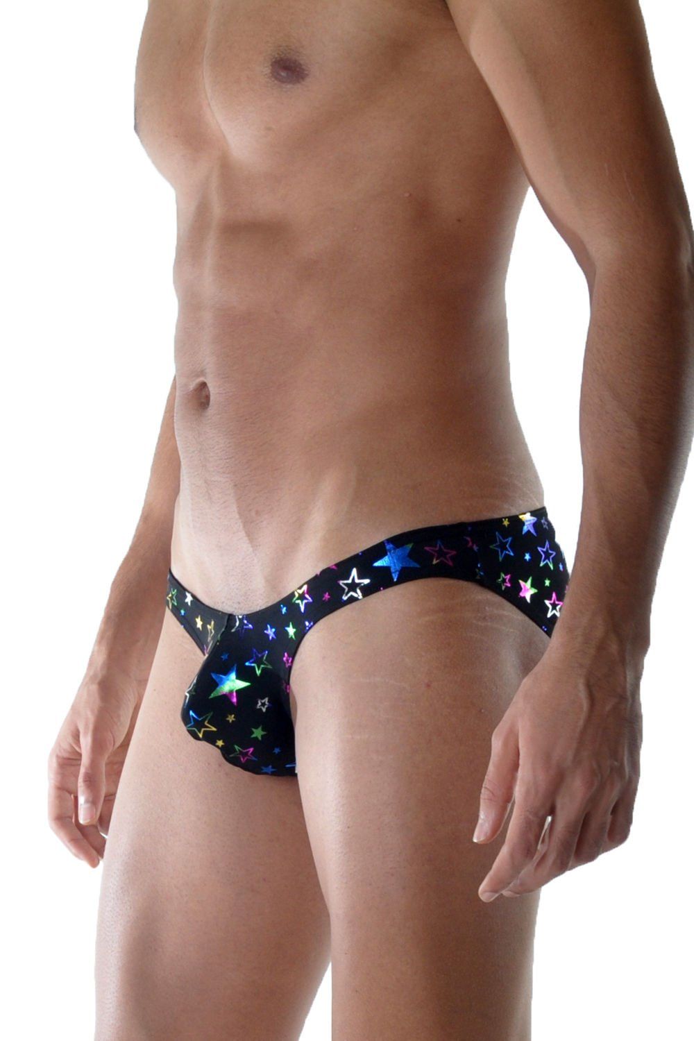 Сексуальные мужские трусы-слипы с разноцветными звездами 3