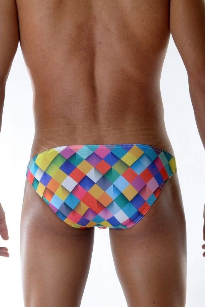 Мужские трусы-слипы с цветным геометрическим принтом 2