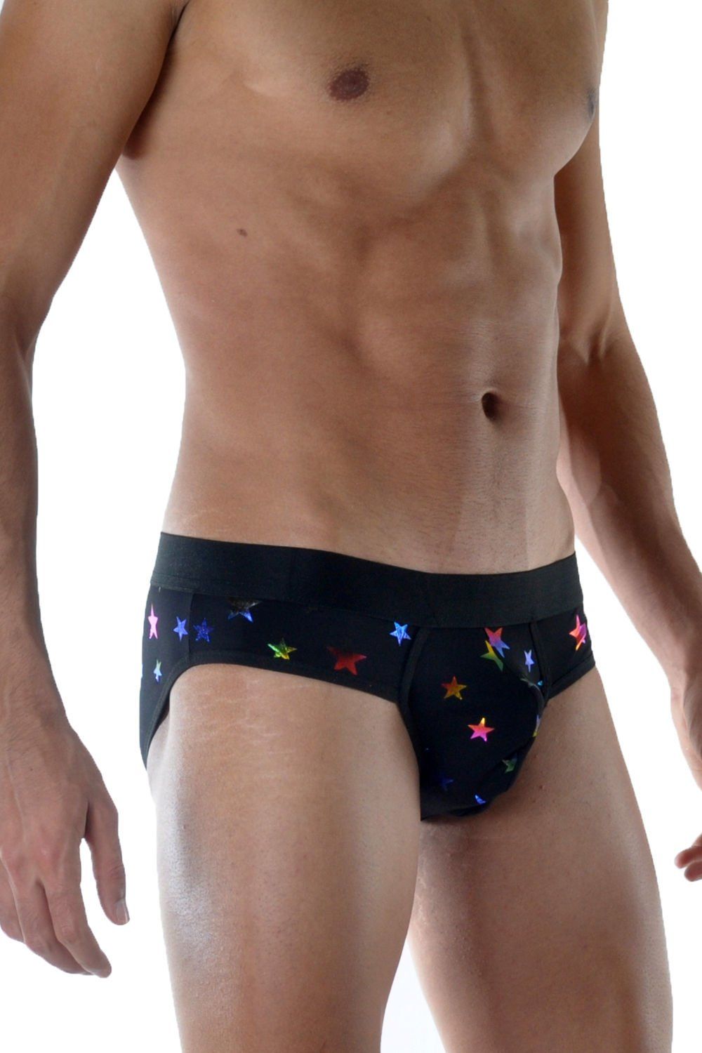 Мужские трусы-слипы с разноцветными блестящими звездами 3