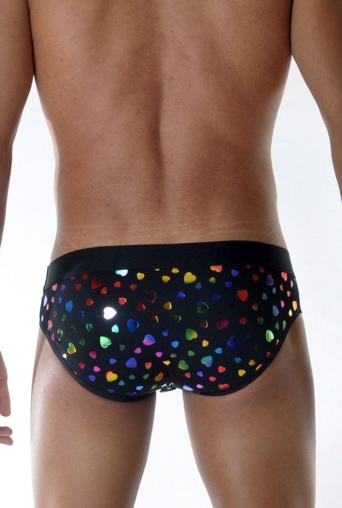 Мужские трусы-слипы с разноцветными сердцами 2