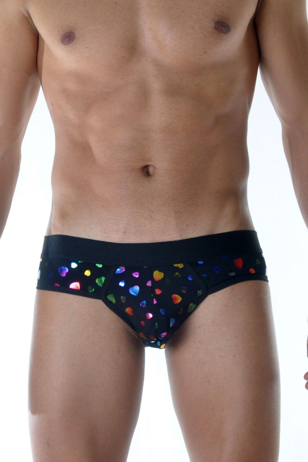 Мужские трусы-слипы с разноцветными сердцами 1