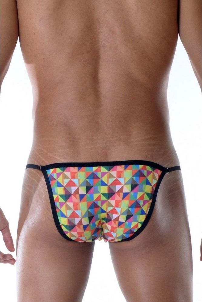 Яркие мужские трусы-танга с геометрическим принтом 2