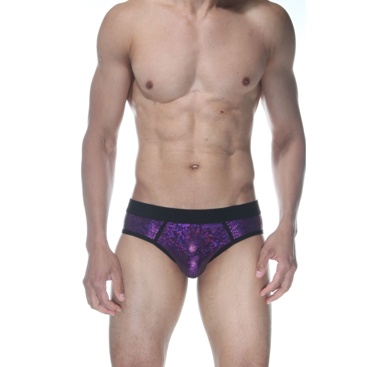 Сексуальные фиолетовые блестящие трусы-джоки 1