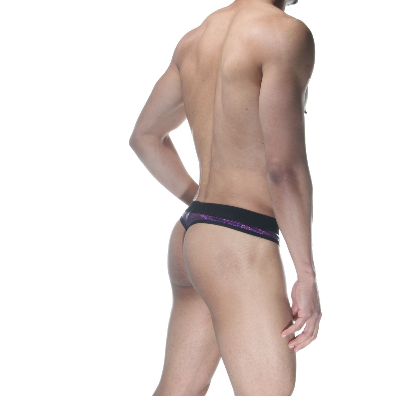 Фиолетовые блестящие мужские трусы-стринги 2