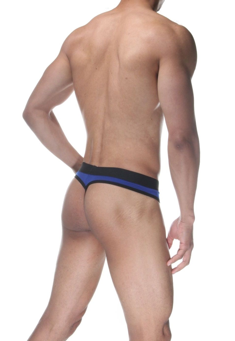 Синие мужские трусы-стринги 2