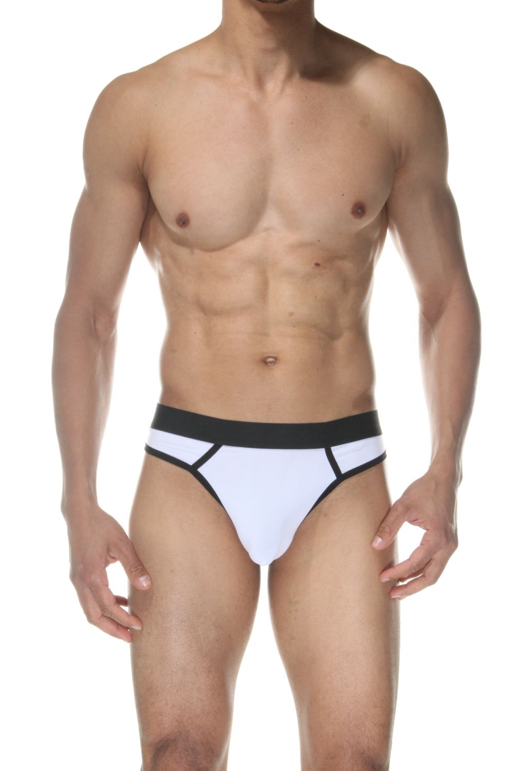 Белые мужские трусы-стринги 1