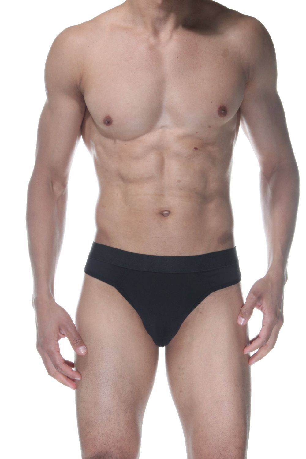 Черные мужские трусы-стринги с широкой резинкой 1