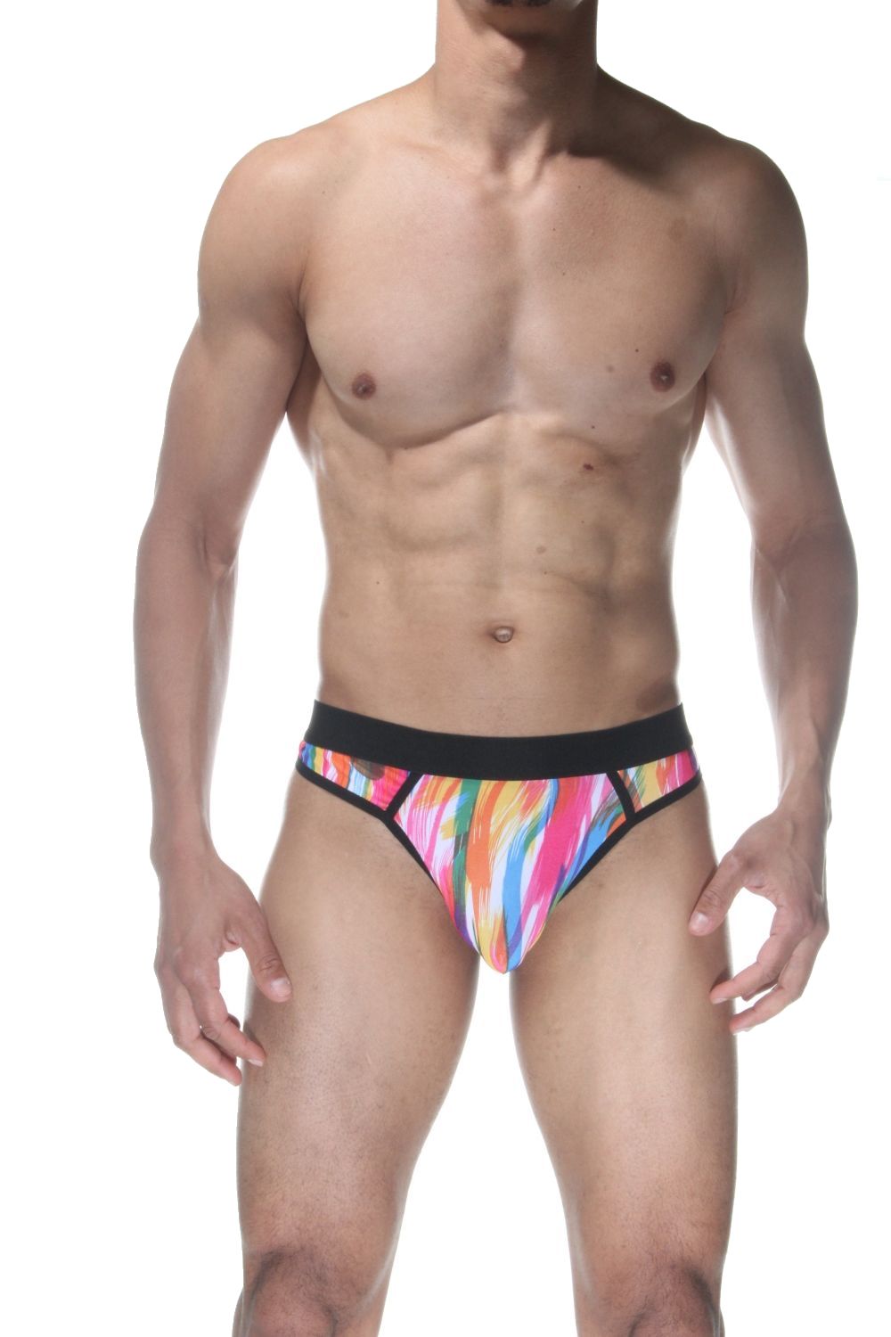 Мужские трусы-стринги с принтом в виде мазков краски 1