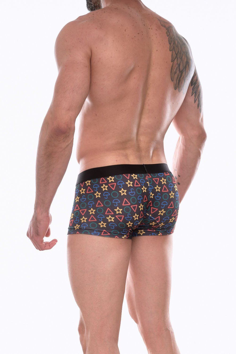 Темно-серые трусы-боксеры с цветным принтом 2