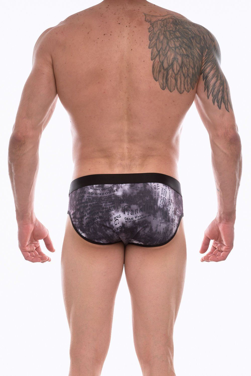 Темно-серые трусы-брифы с принтом в виде газетных листов 3