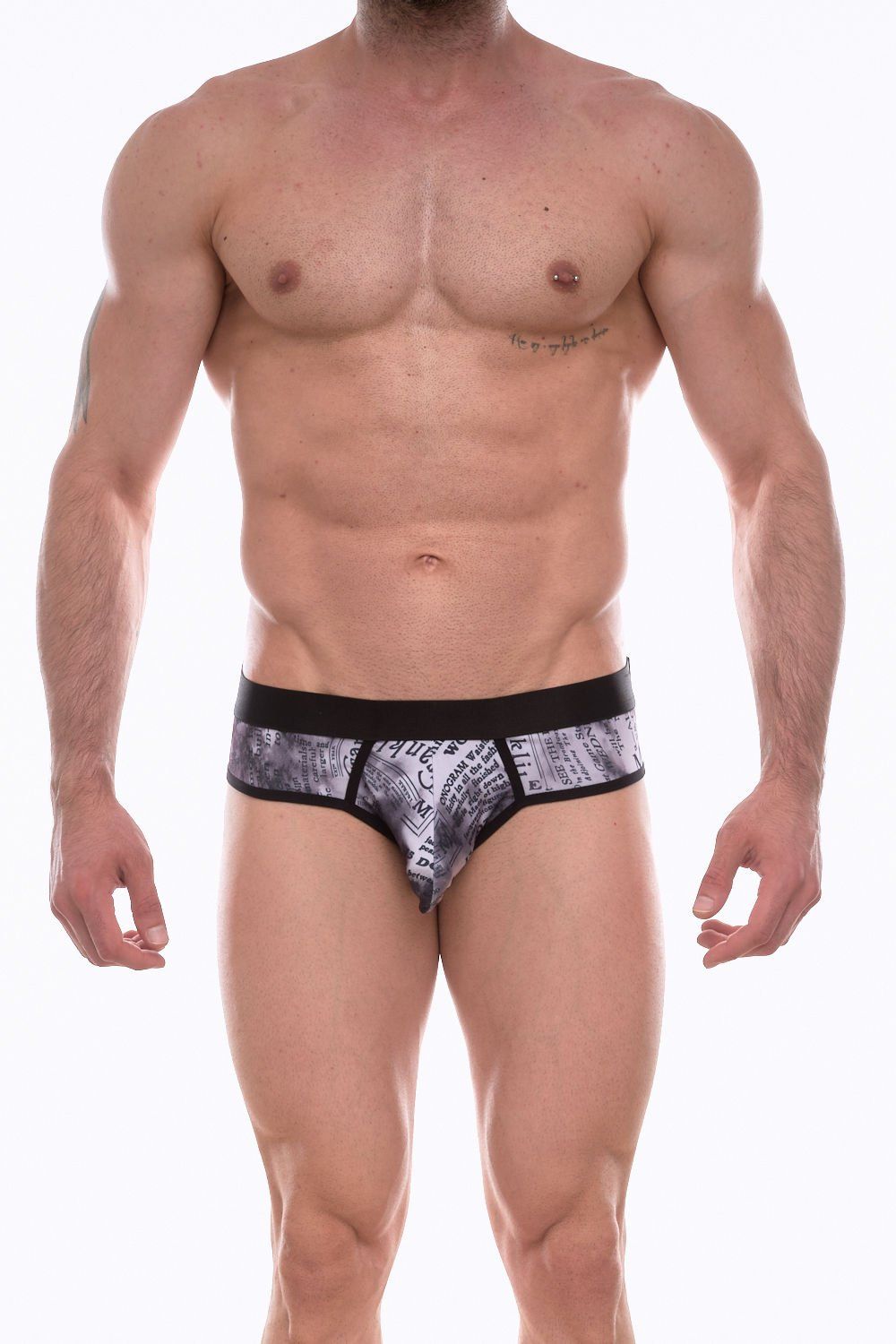 Темно-серые трусы-брифы с принтом в виде газетных листов 1
