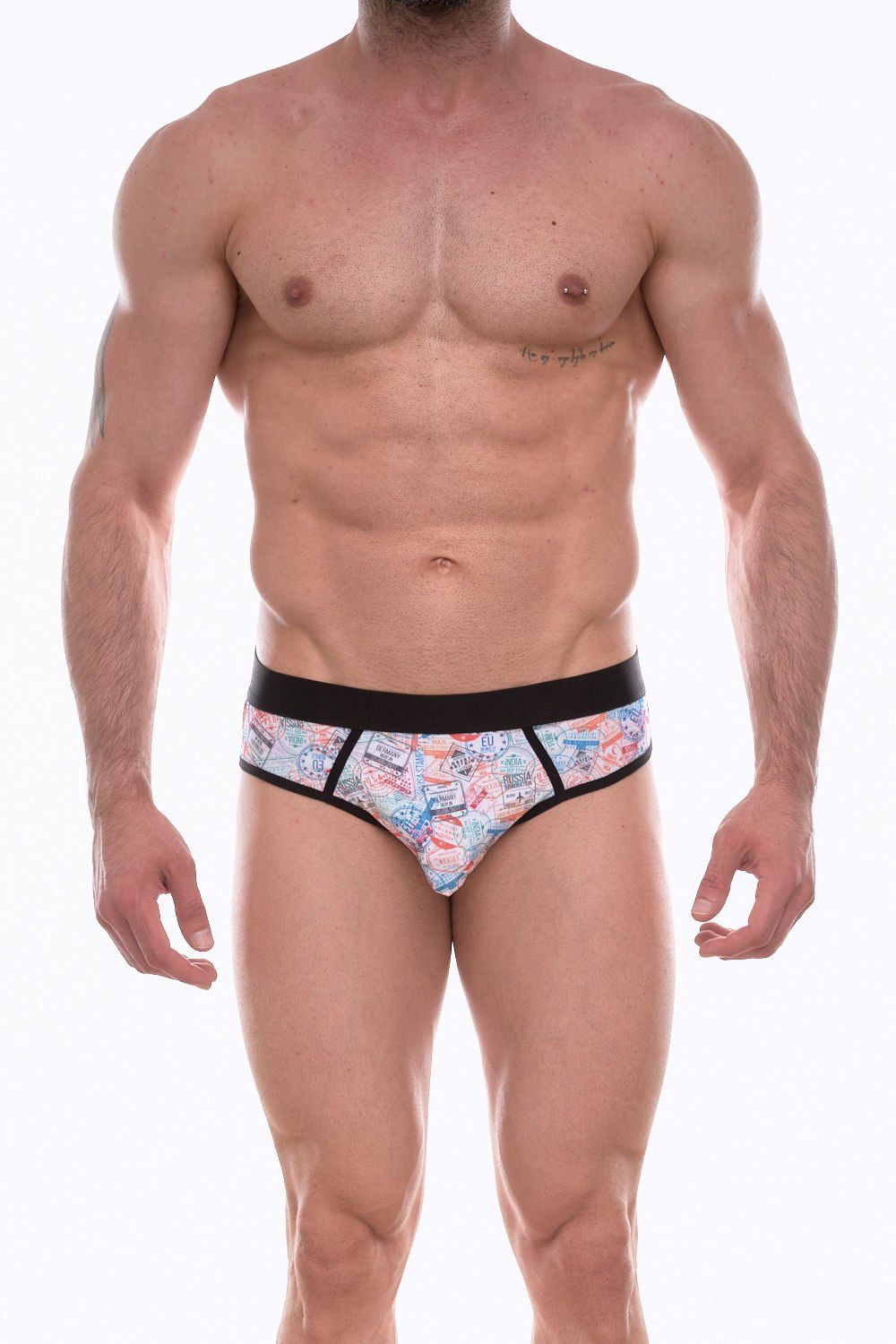 Мужские трусы-джоки с разноцветным принтом в виде штампов 1