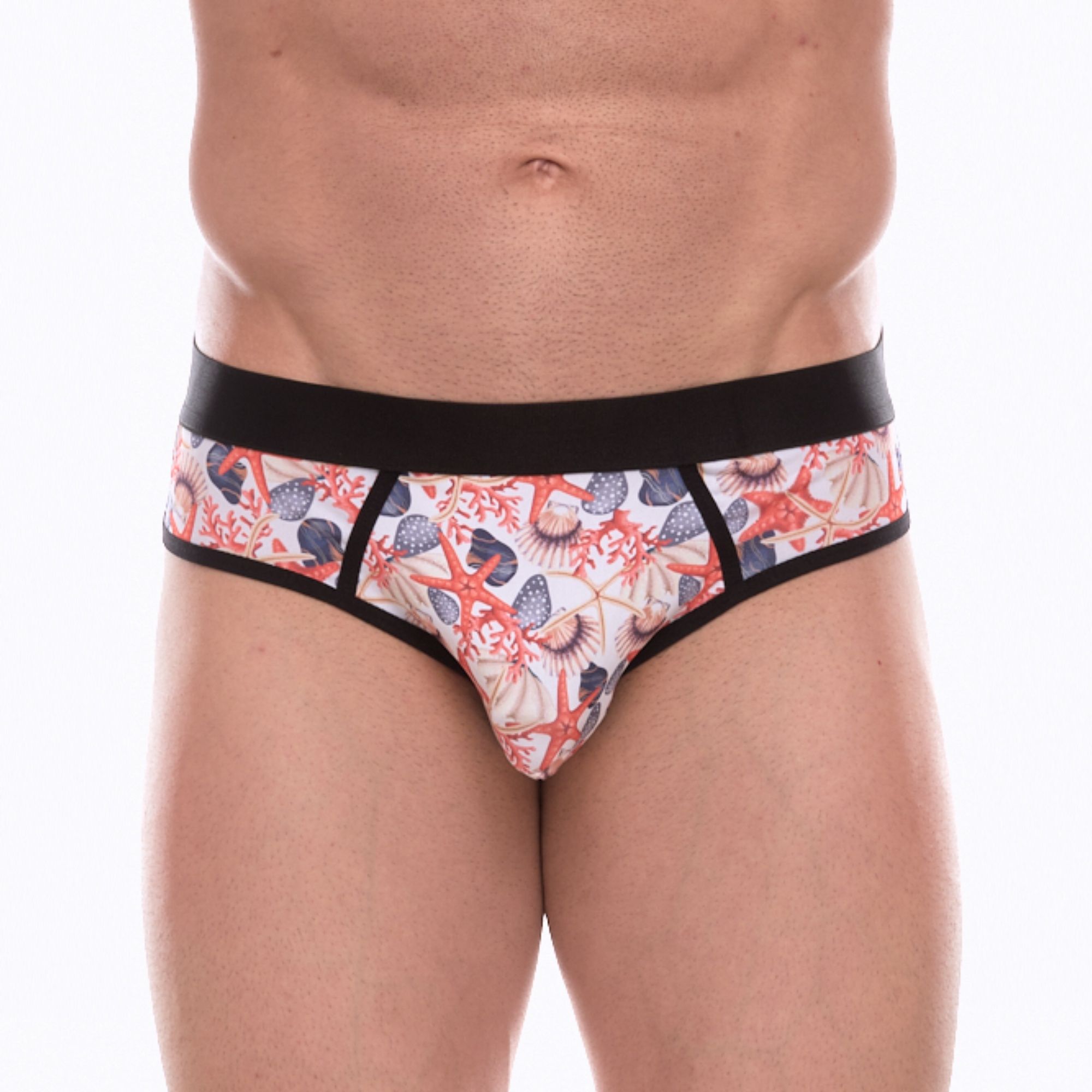 Белые трусы-джоки с принтом в виде цветных ракушек 1