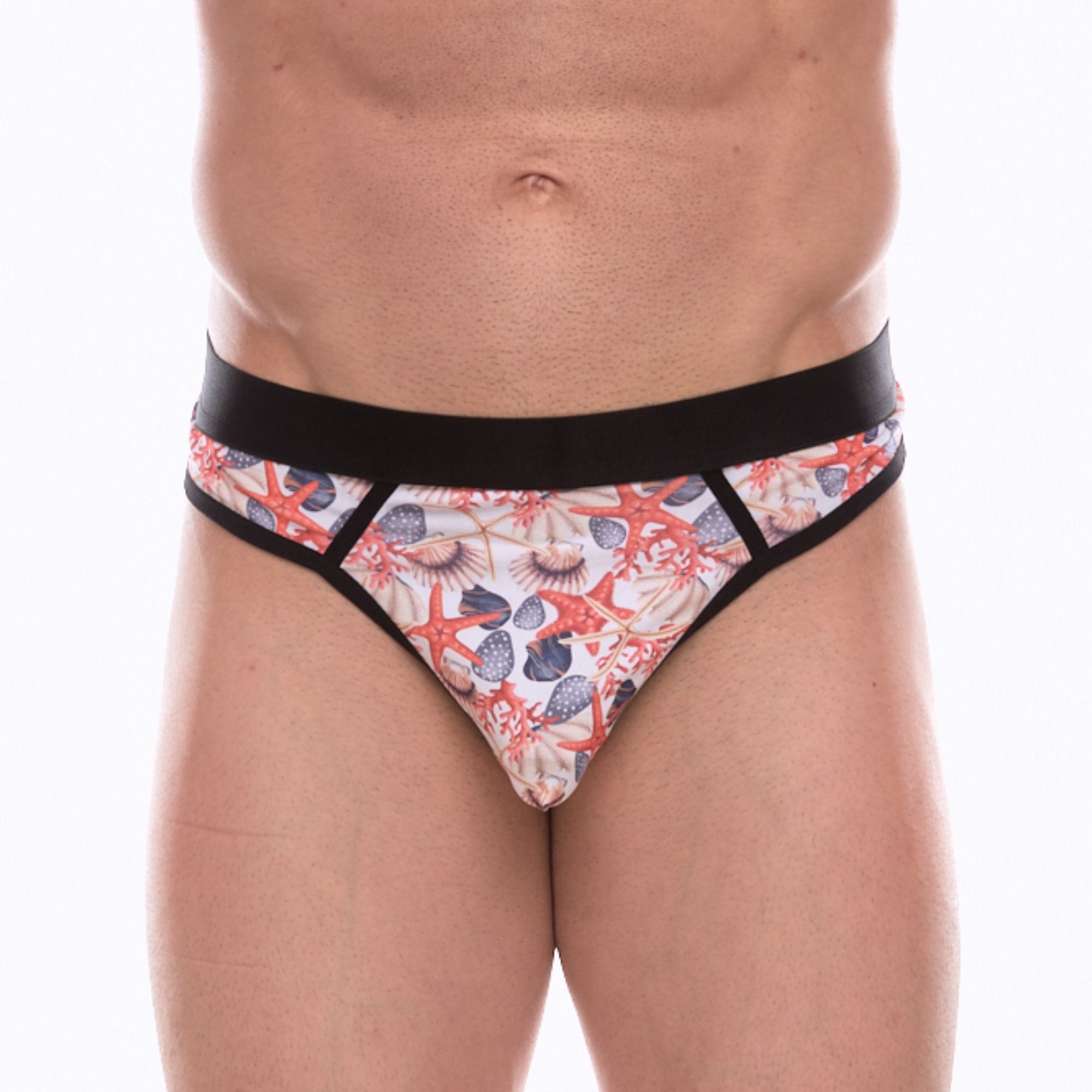 Мужские трусы-стринги с принтом в виде разноцветных ракушек 1