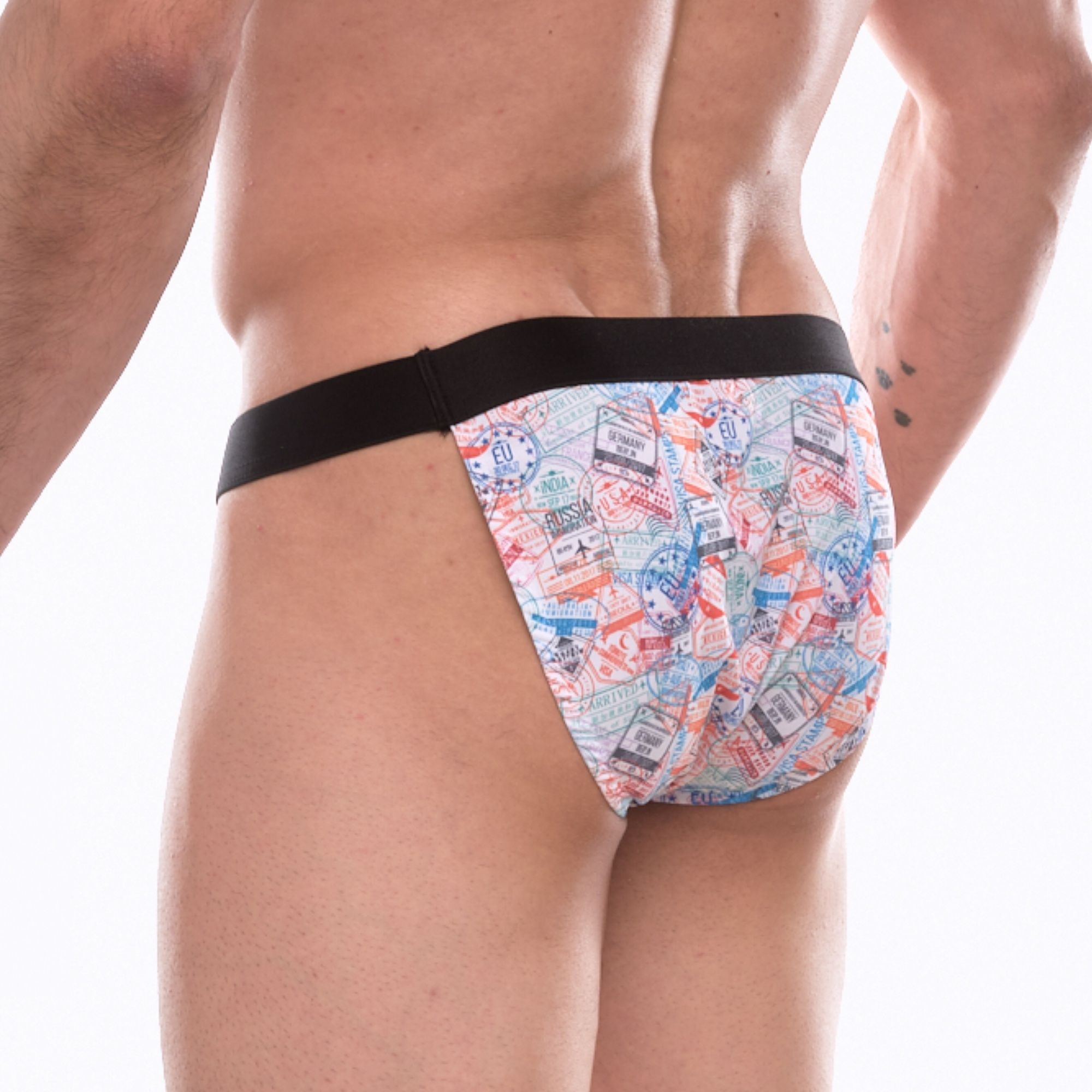 Мужские трусы-танга с принтом в виде цветных штампов 2