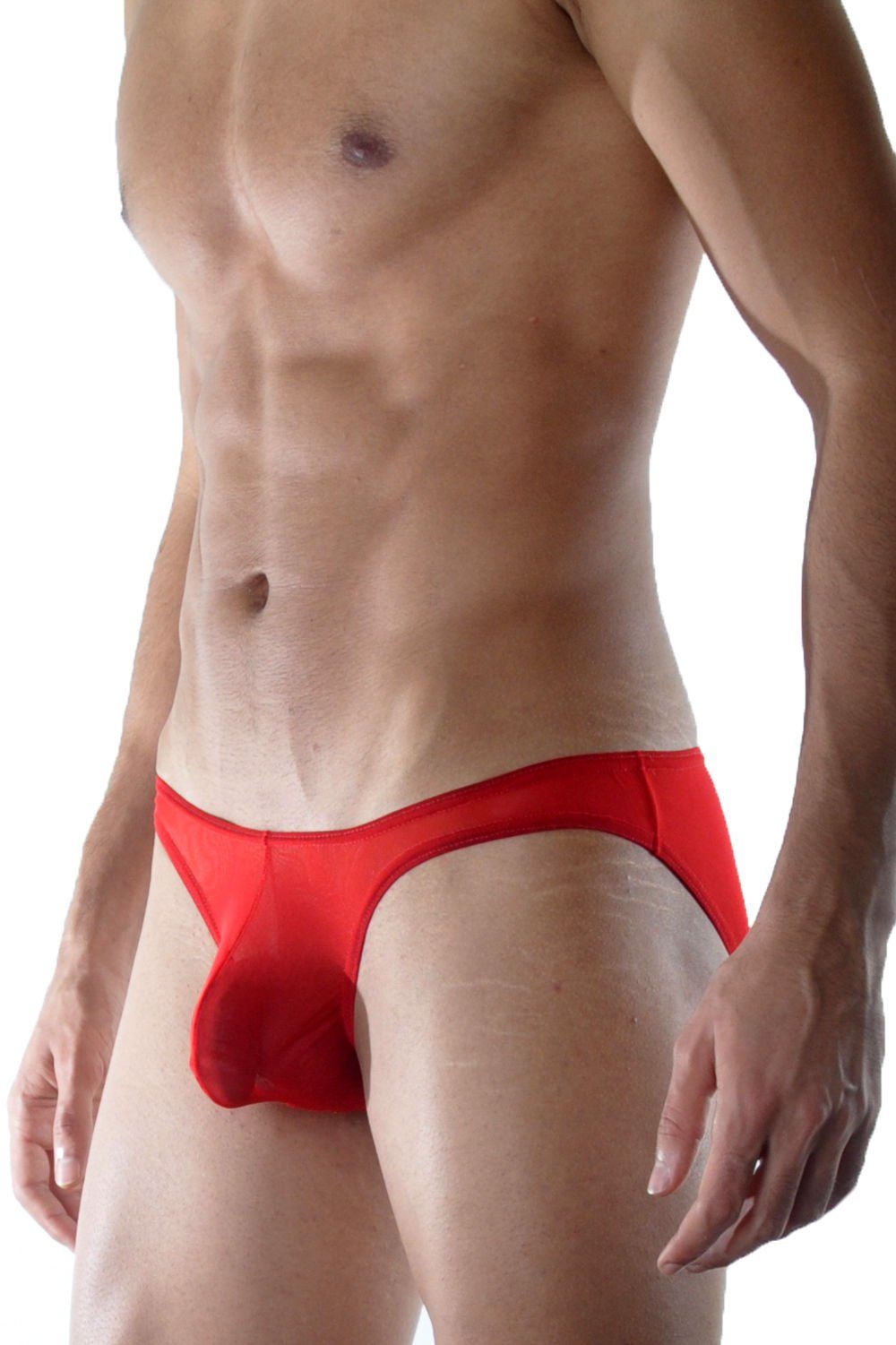 Красные мужские трусы-слипы из полупрозрачного материала 2