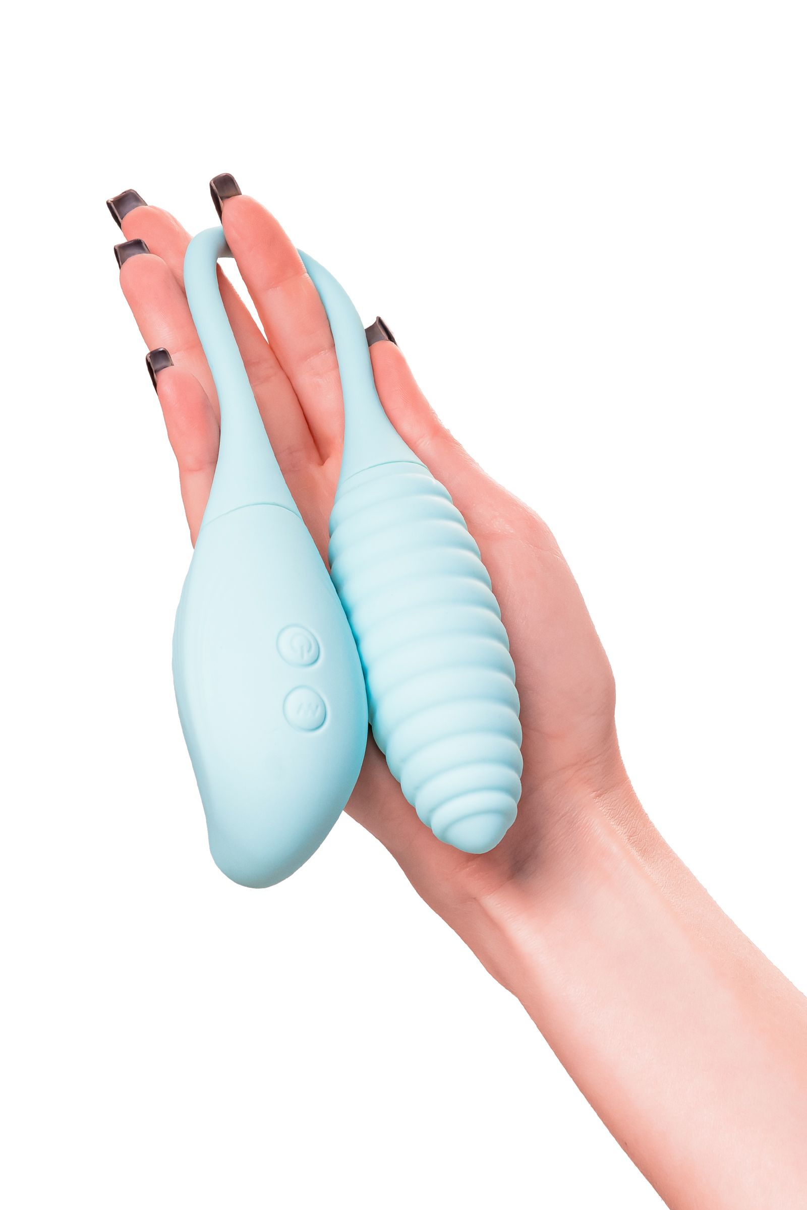 Голубое виброяйцо с вакуум-волновым стимулятором клитора Roow 8